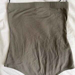 Strapless green ribbed bodysuit NWOT